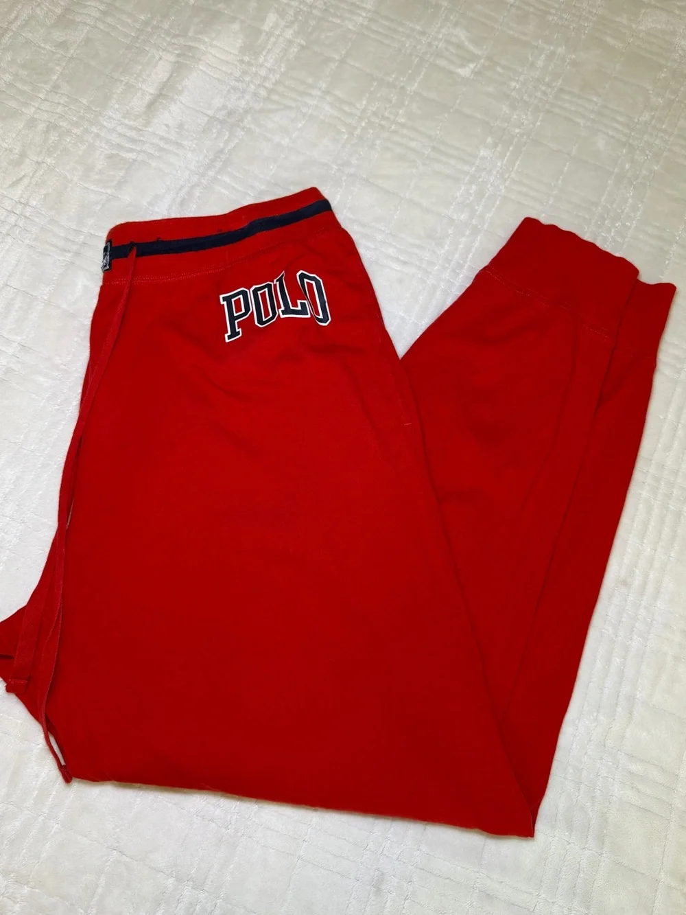 Polo by Ralph Lauren Boys Red Jogger Pants with Contrast Waistband